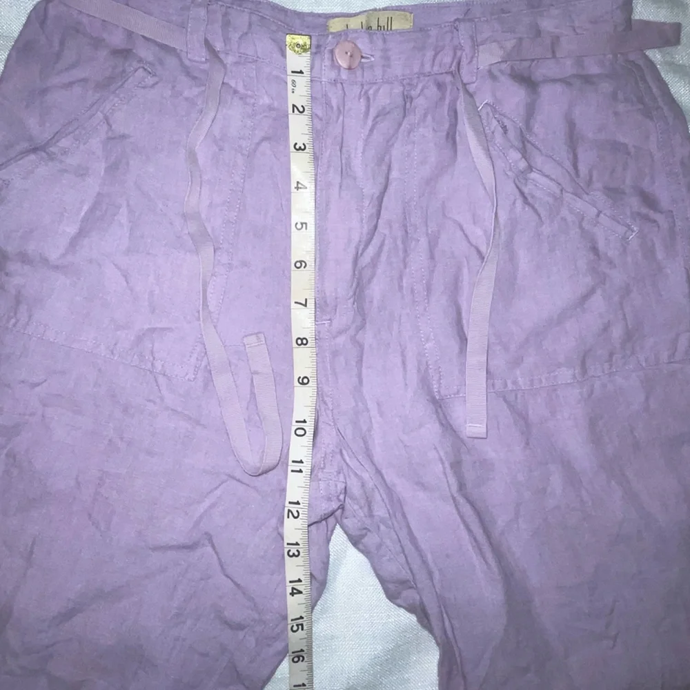 Linden Hill 100% Linen Purple Pastel Pants Relaxed Fit Cropped - Picture 9 of 12